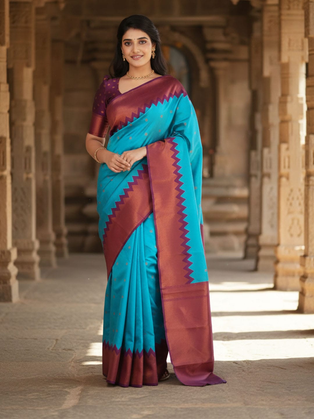 Ethnic Motifs Silk Cotton Handloom Banarasi Saree