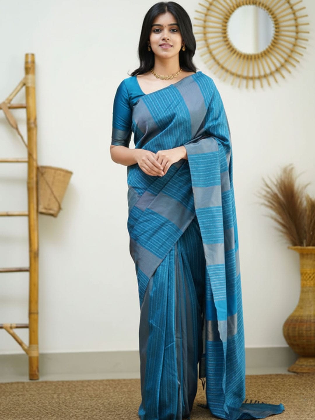 Ethnic Motifs Silk Cotton Handloom Banarasi Saree