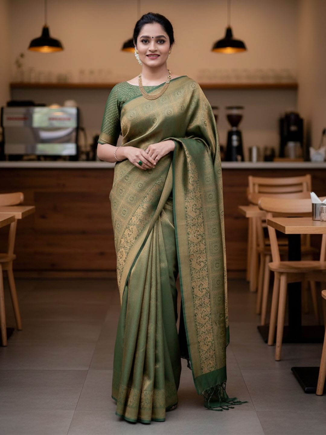 Ethnic Motifs Silk Cotton Handloom Banarasi Saree