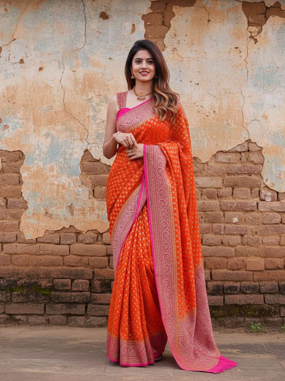 Ethnic Motifs Silk Cotton Handloom Banarasi Saree