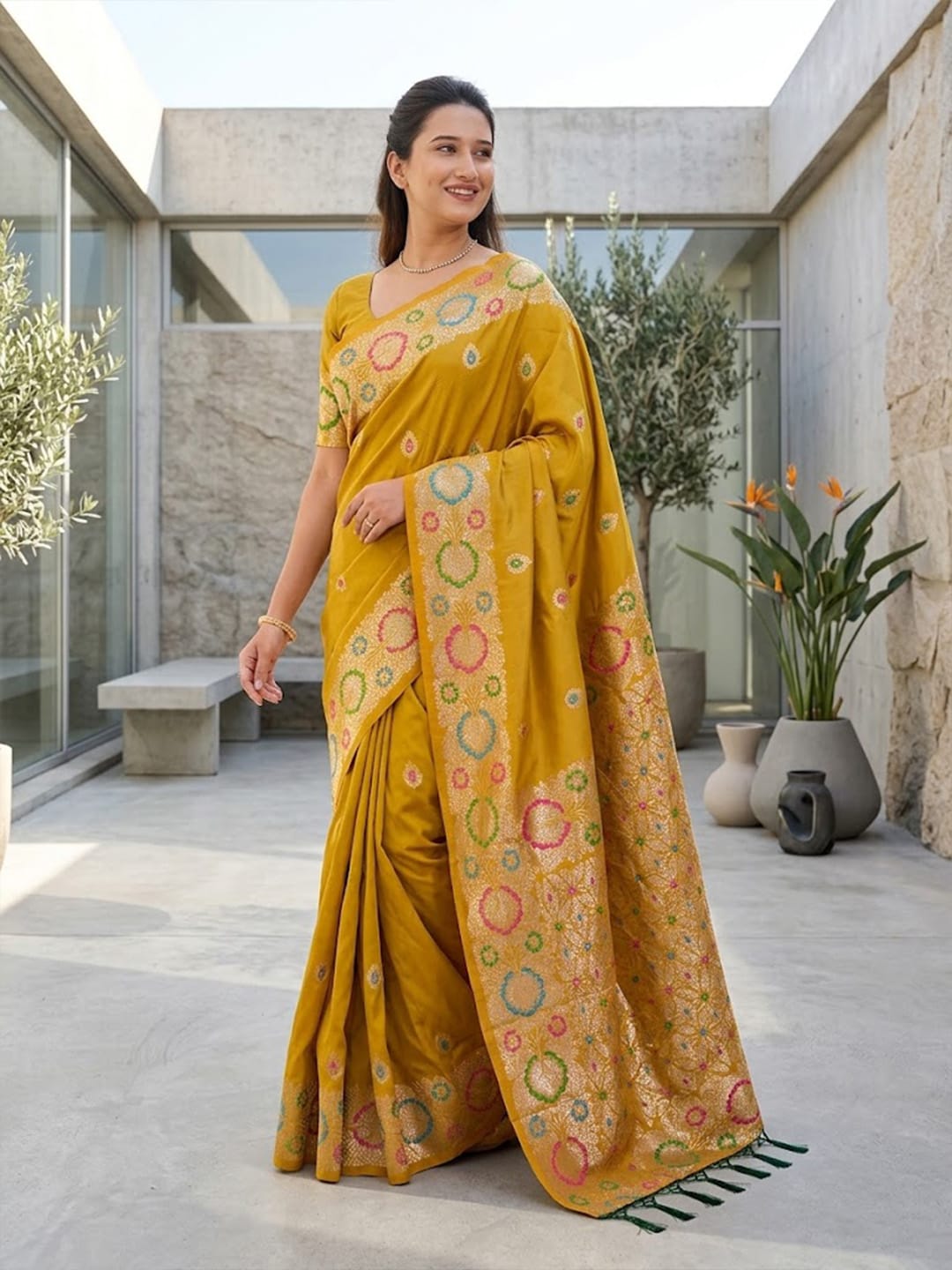 Luxurious silk Saree with rich woven pallu design