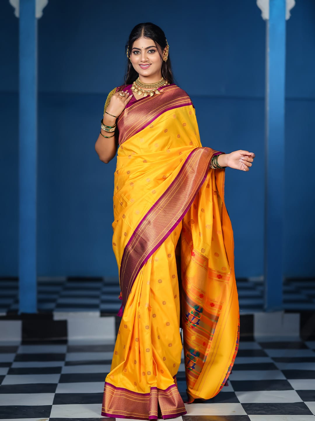 Classic Indian Silk Saree with Rich woven Pallu Design