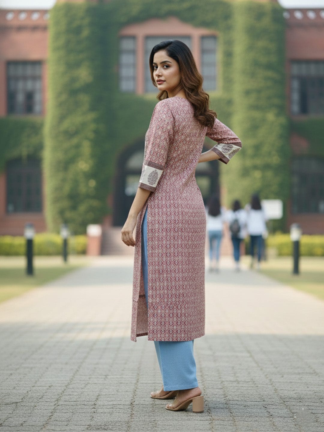 The Kurti Collection Rose & Ivory pure cotton Block Kurti