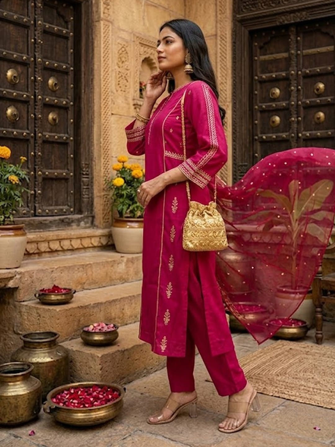 Artful EmbroideryKurta set With Dupatta