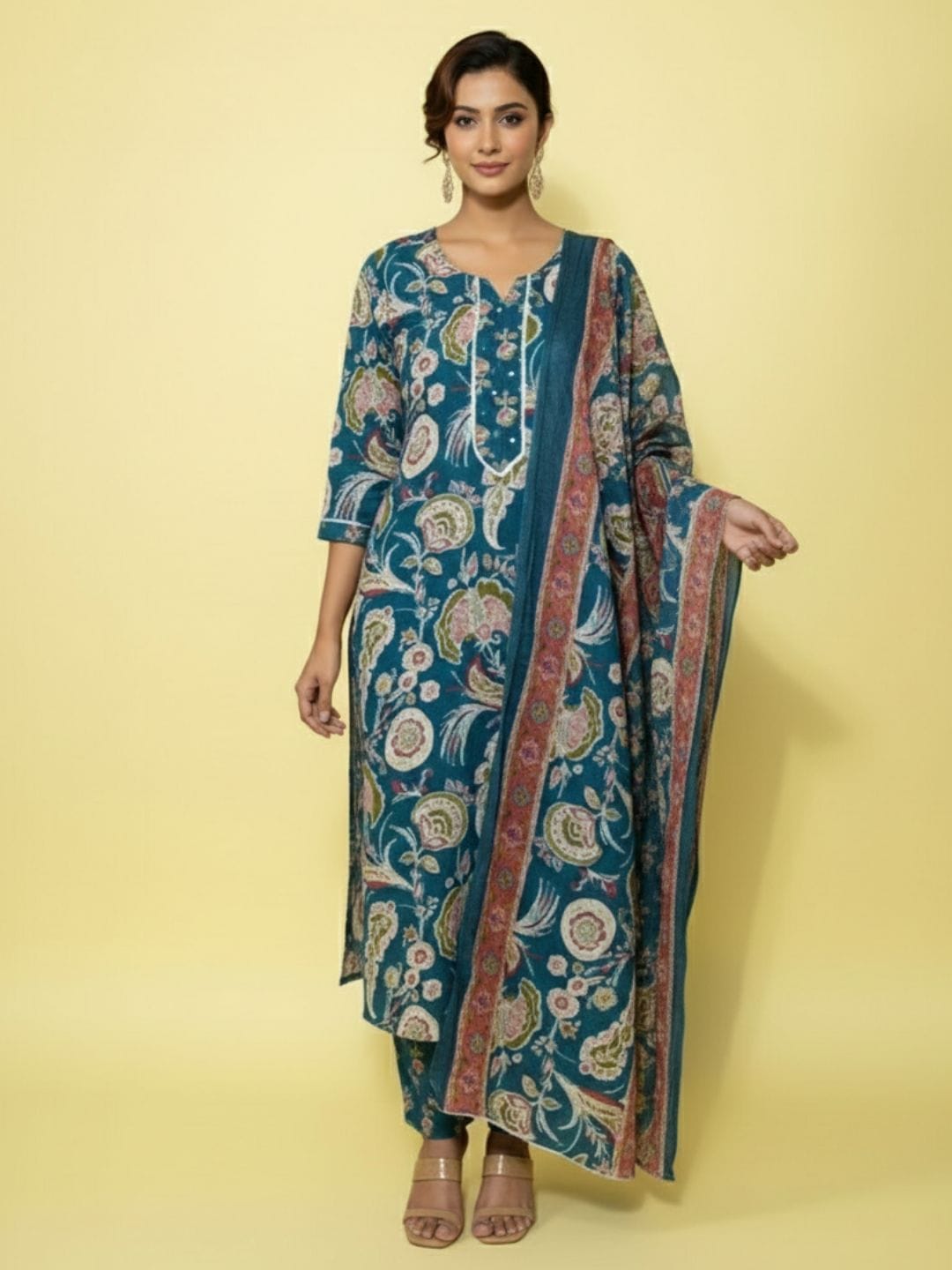 Summer Breezy Kurta Set With Printed Dupatta