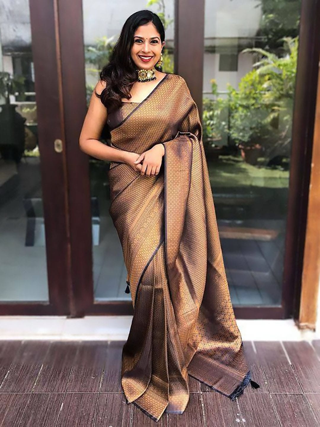 Ethnic Motifs Silk Cotton Handloom Banarasi Saree
