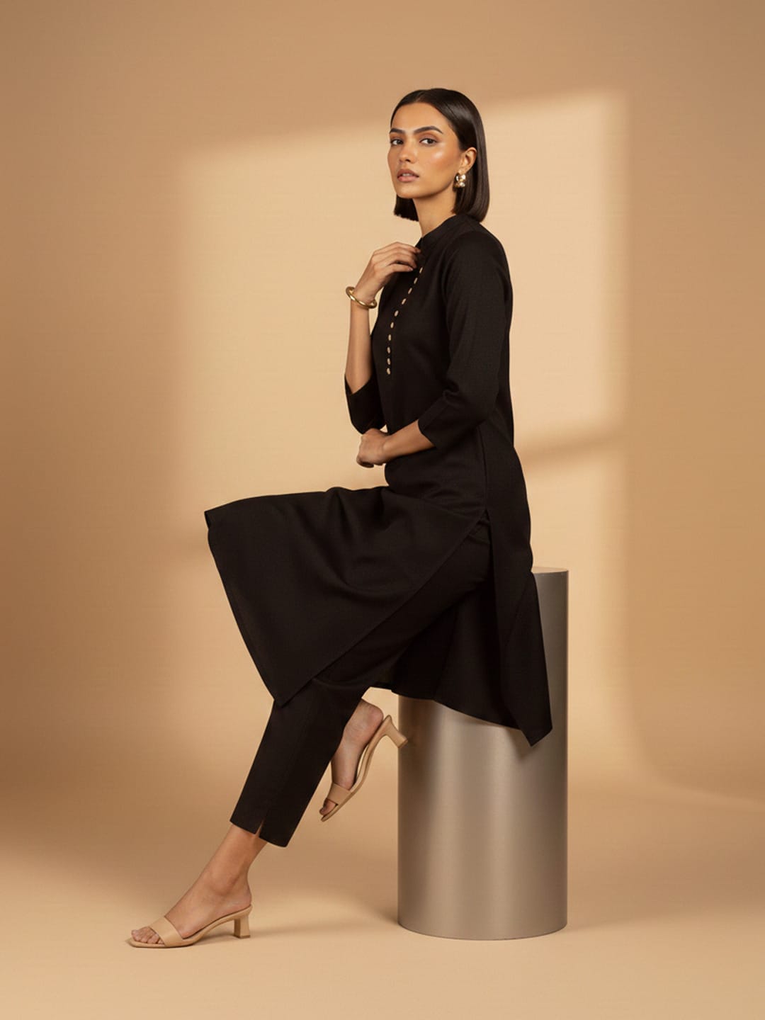 Women black Contemporary A-Line Kurta