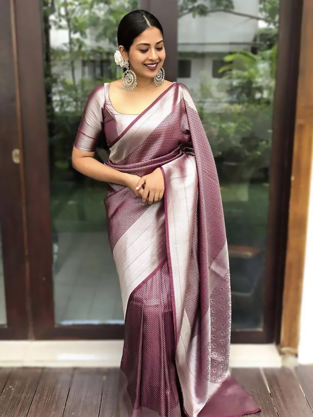 Ethnic Motifs Silk Cotton Handloom Banarasi Saree