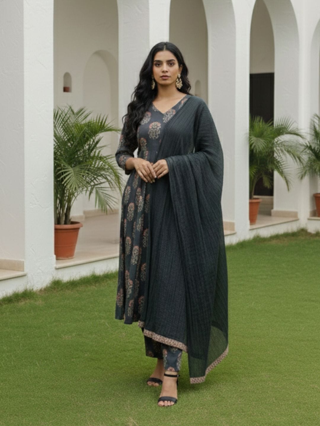 The Kurti Collection Women Ethnic Motifs Printed Regular Kurta with Trousers & With Dupatta