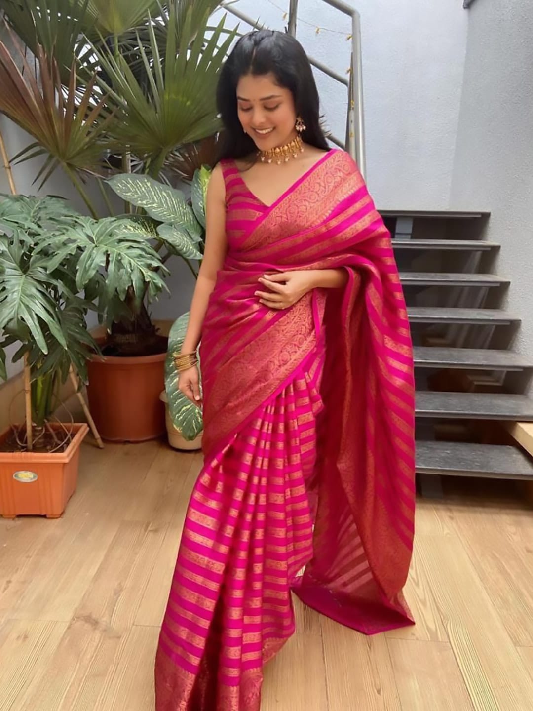 Ethnic Motifs Silk Cotton Handloom Banarasi Saree