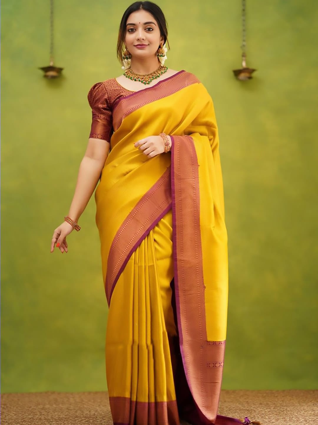 Ethnic Motifs Silk Cotton Handloom Banarasi Saree