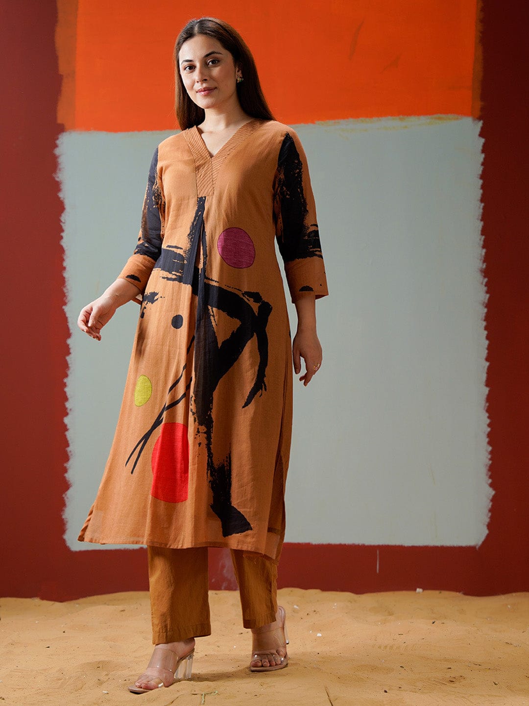 Midnight Bloom Long-Line Kurta Set