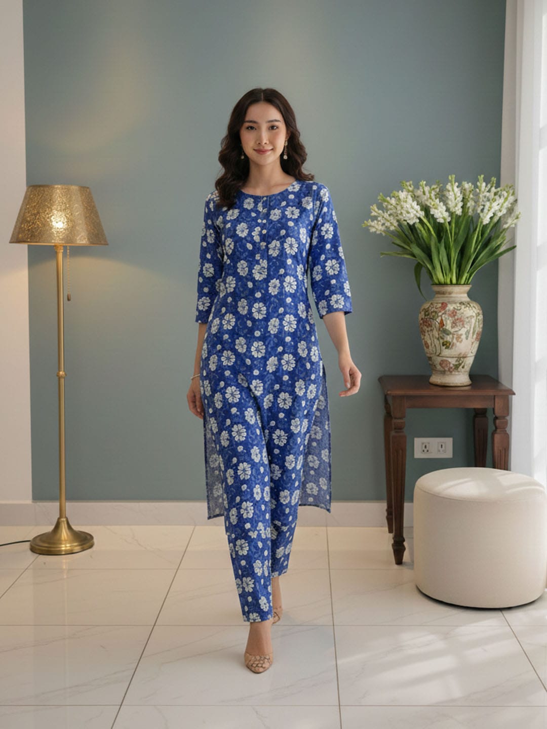 The Purple Petal Cotton Suit Set
