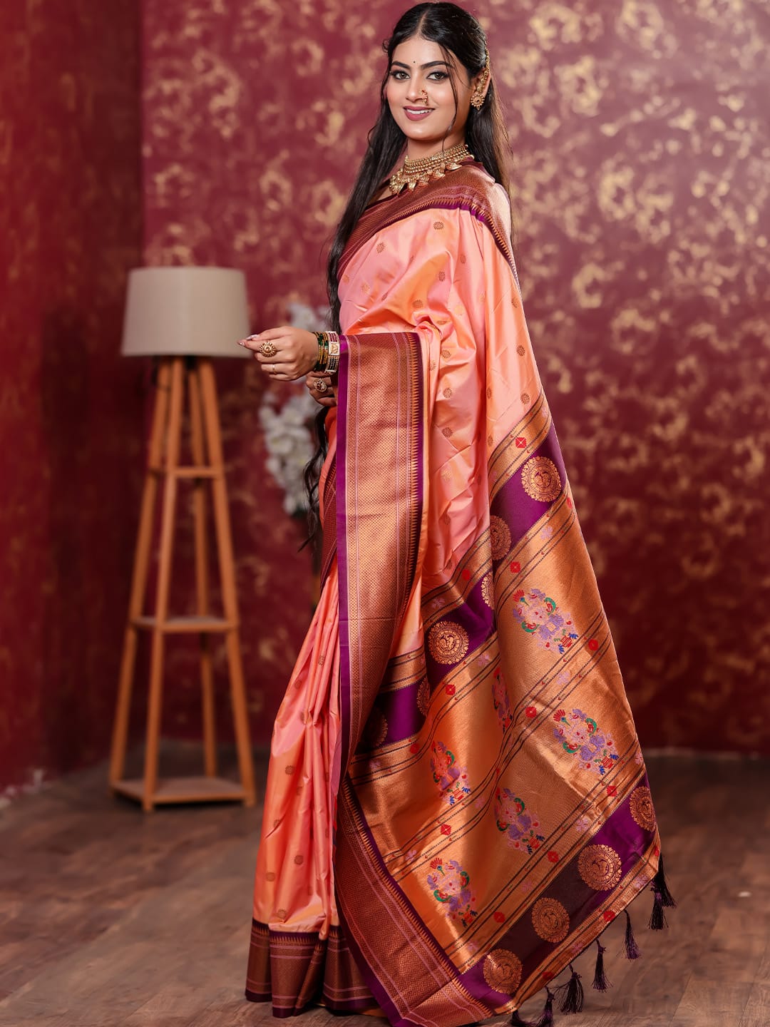 Classic Indian Silk Saree with Rich woven Pallu Design