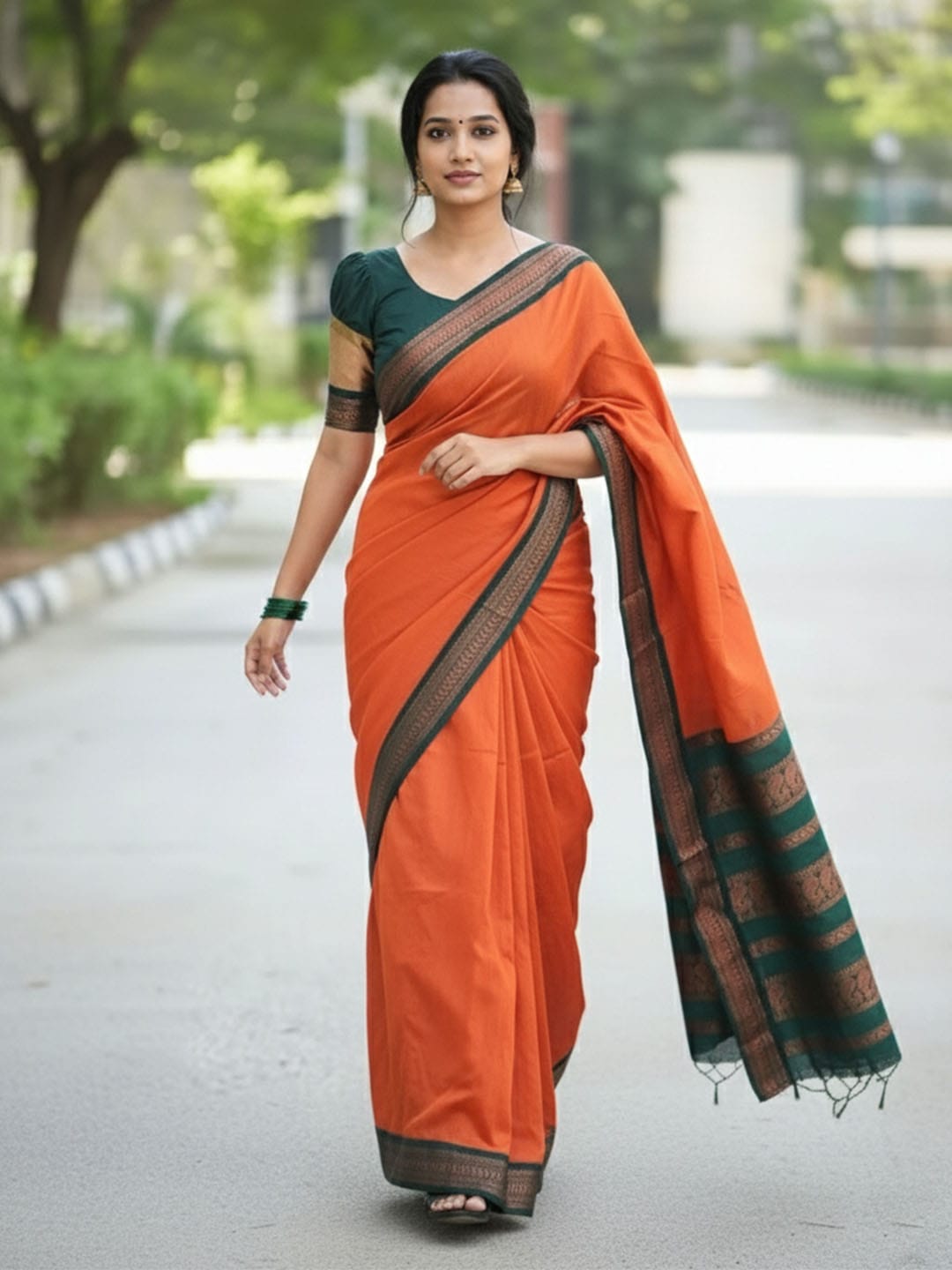 Ethnic Motifs Silk Cotton Handloom Banarasi Saree