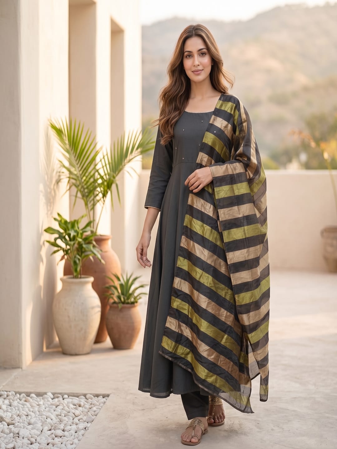 Contemporary Ethnic Kurta Set With dupatta
