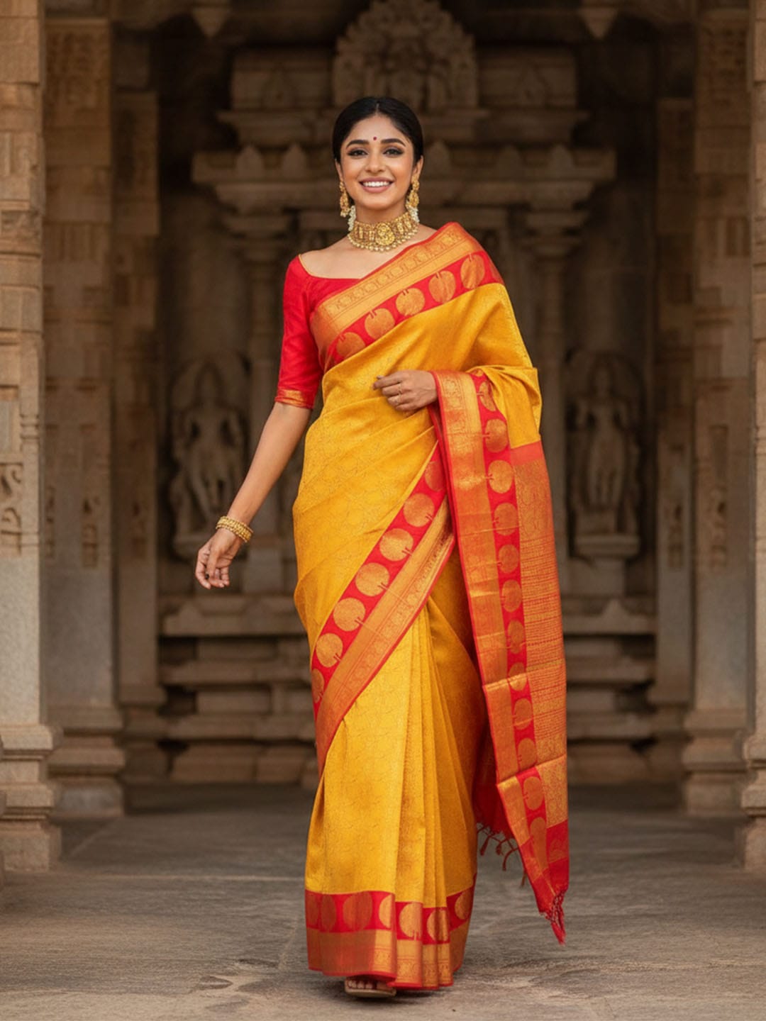 Ethnic Motifs Silk Cotton Handloom Banarasi Saree
