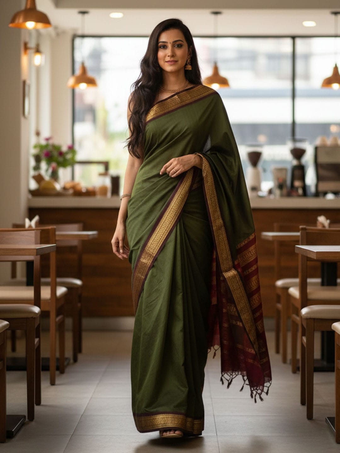 Ethnic Motifs Silk Cotton Handloom Banarasi Saree