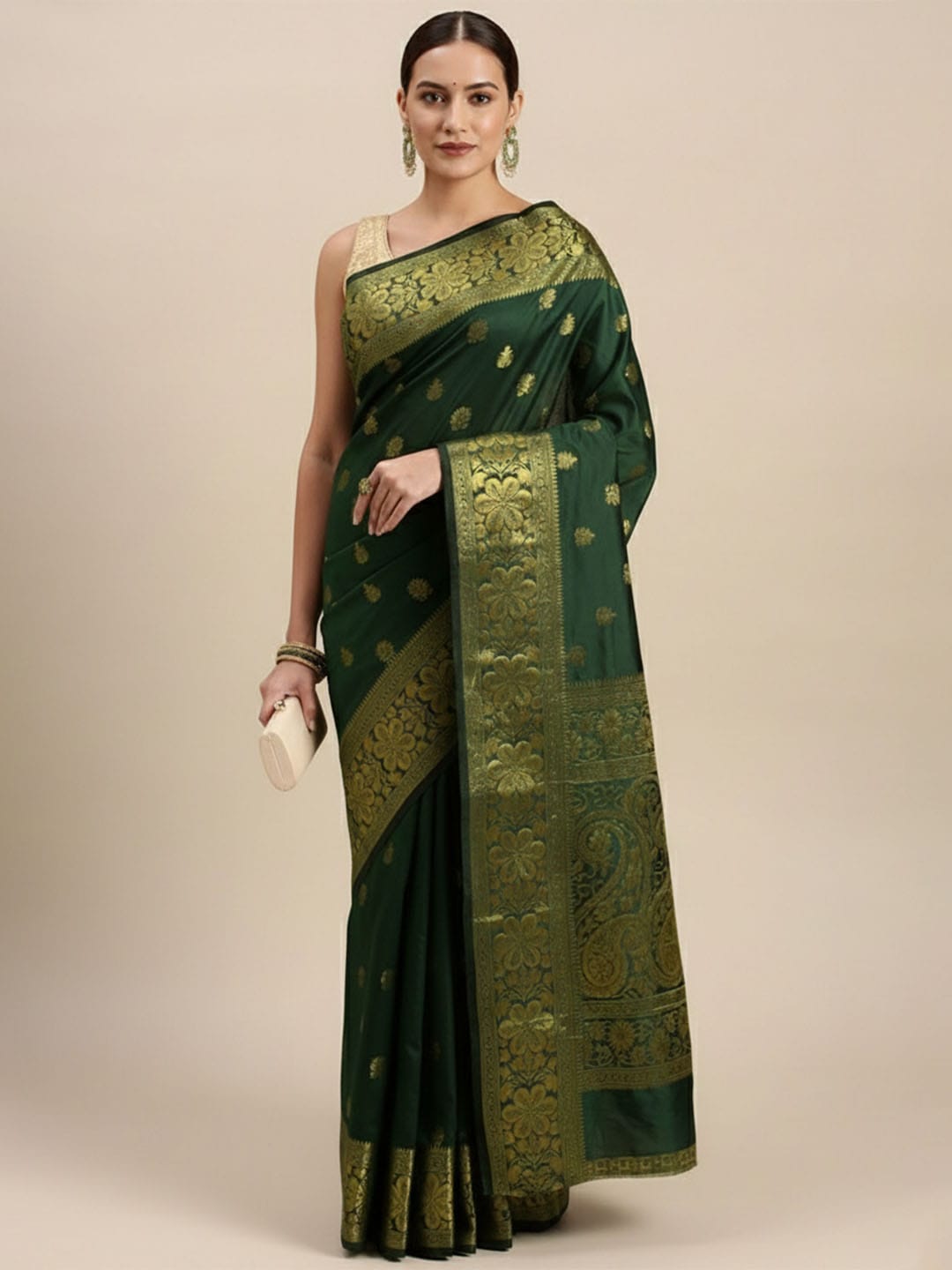 Ethnic Motifs Silk Cotton Handloom Banarasi Saree