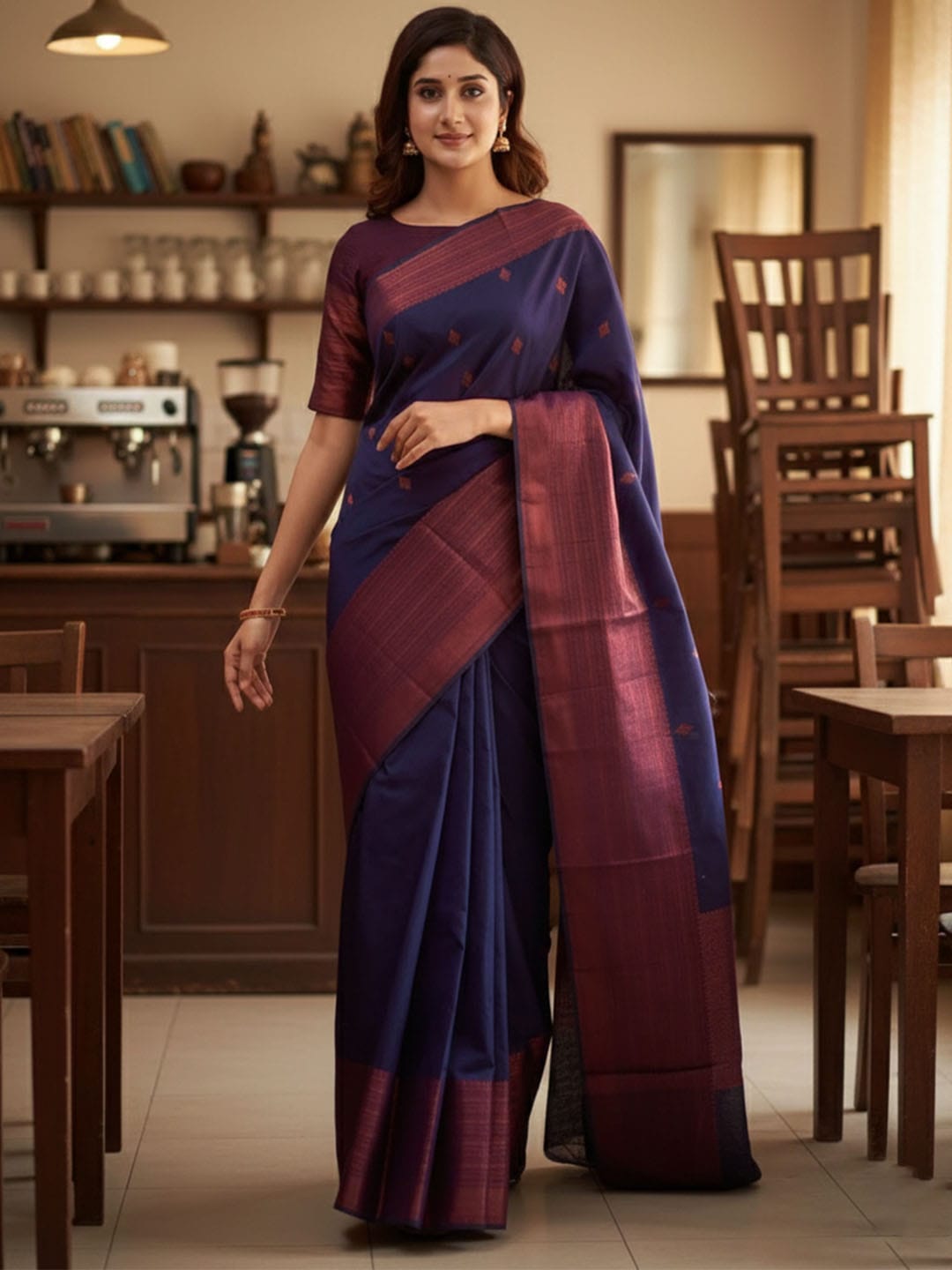 Ethnic Motifs Silk Cotton Handloom Banarasi Saree