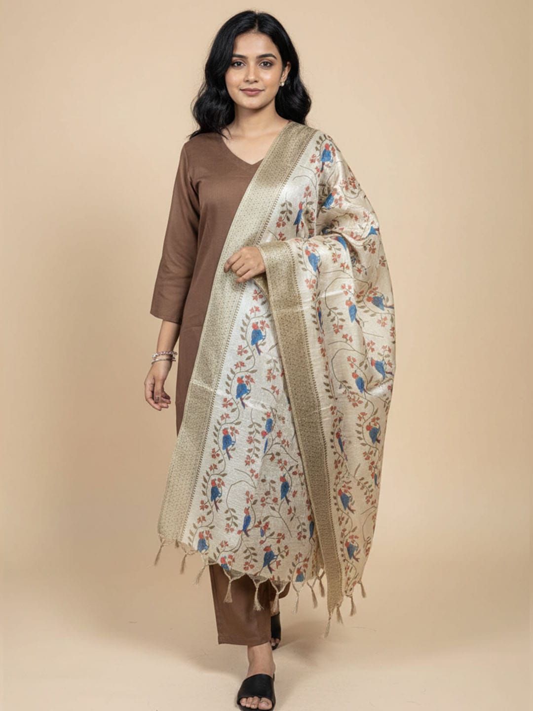 The Kurti Collection Women V Neck Straight Kurta With Pants & Dupatta