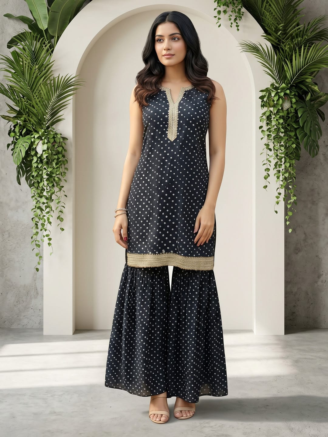 Fusion Bandhni Sharara Set