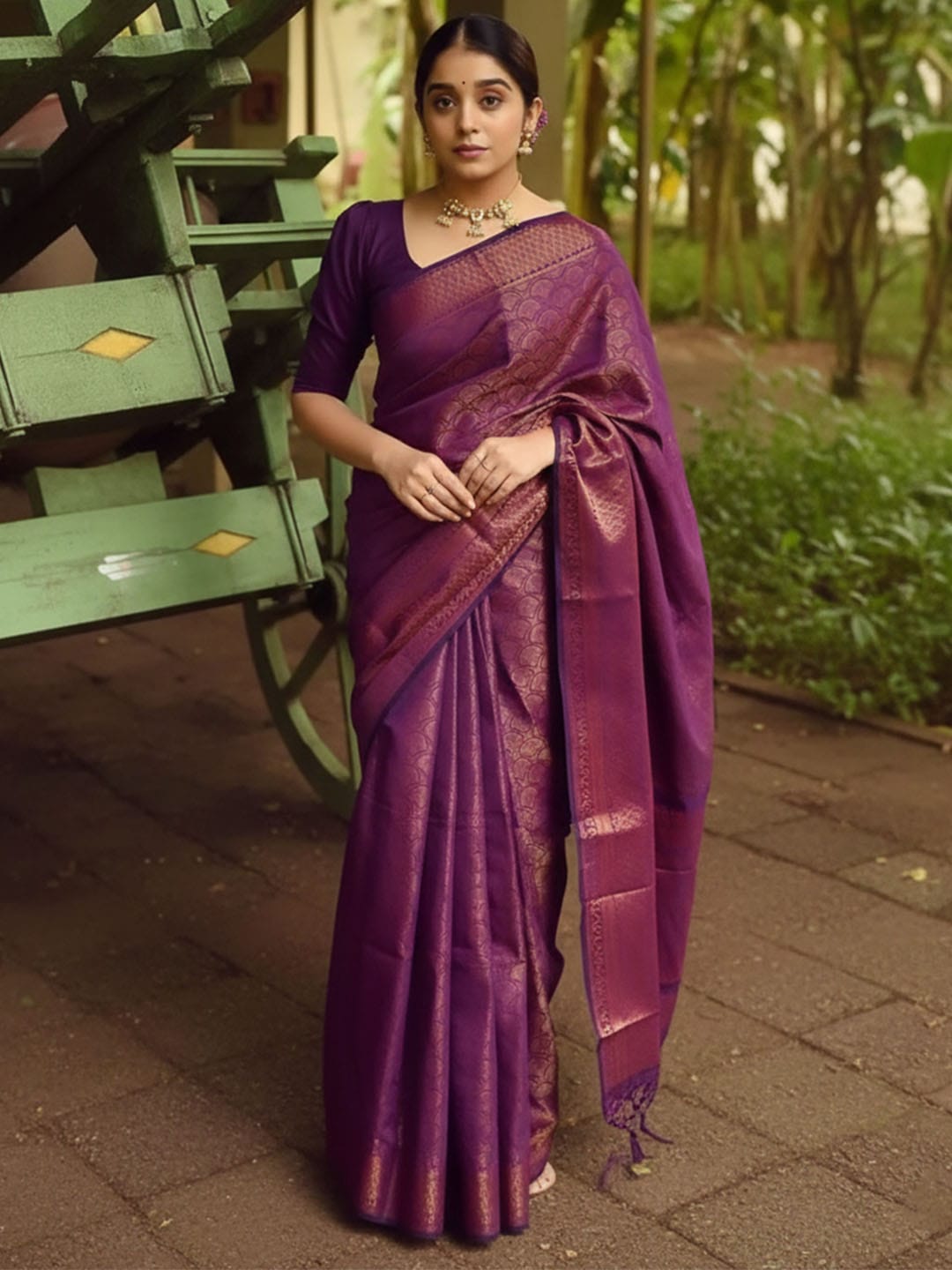 Ethnic Motifs Silk Cotton Handloom Banarasi Saree