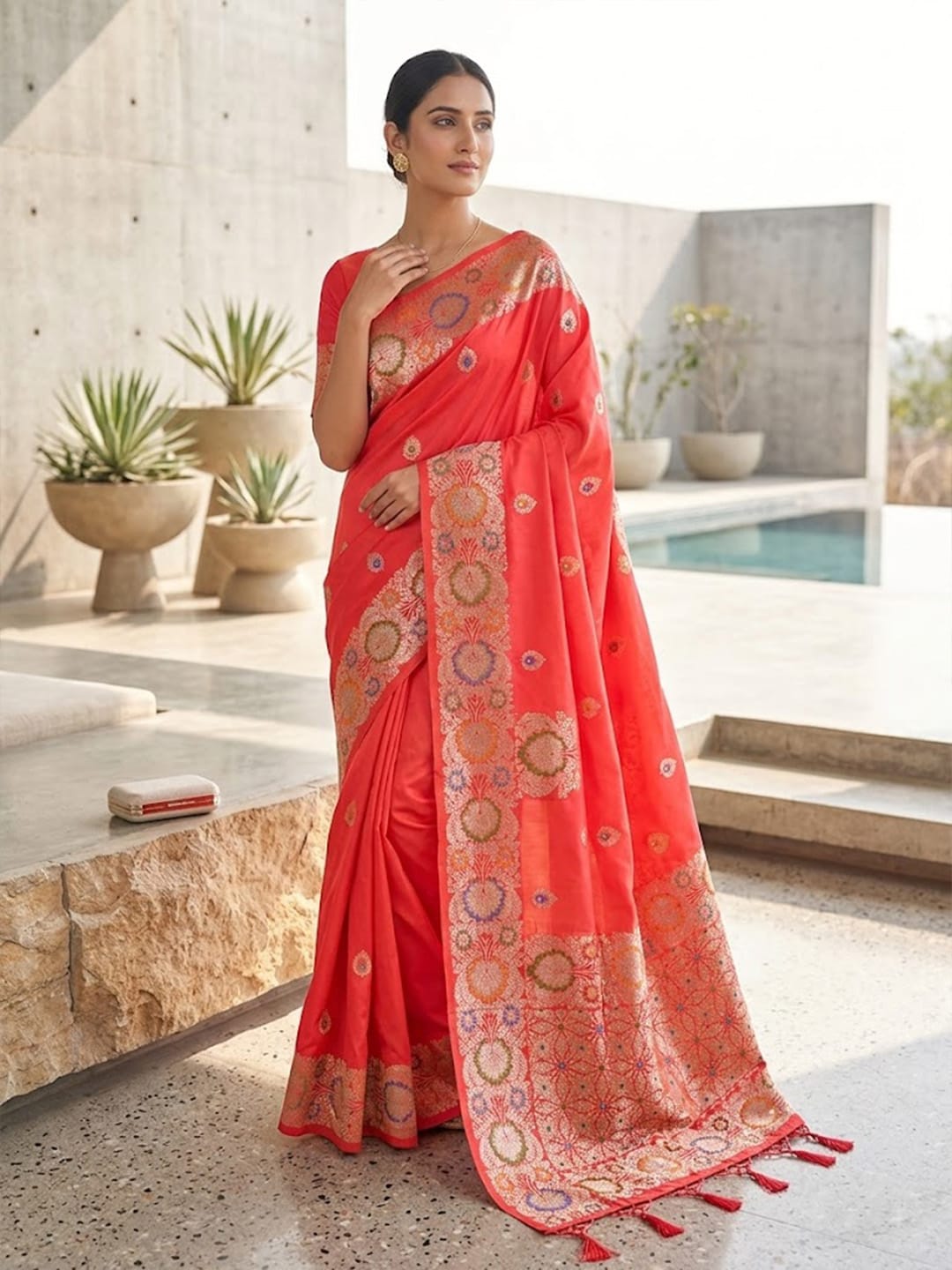 Luxurious silk Saree with rich woven pallu design