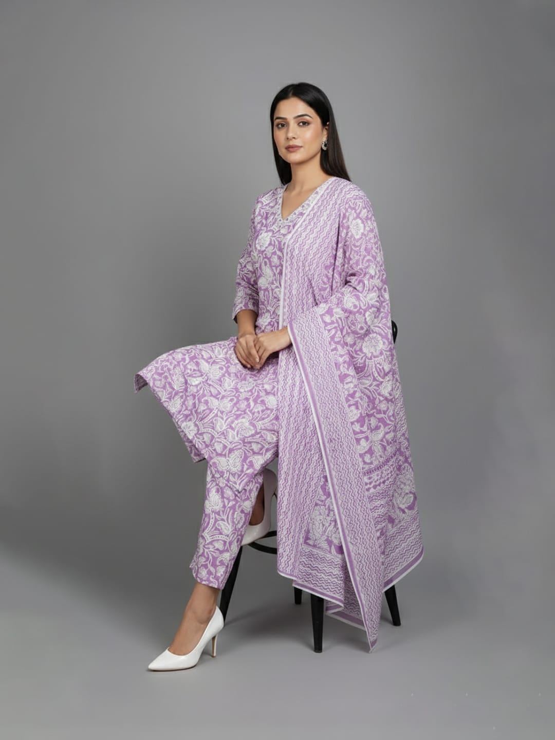 Summer Lavender Chikankari Edit