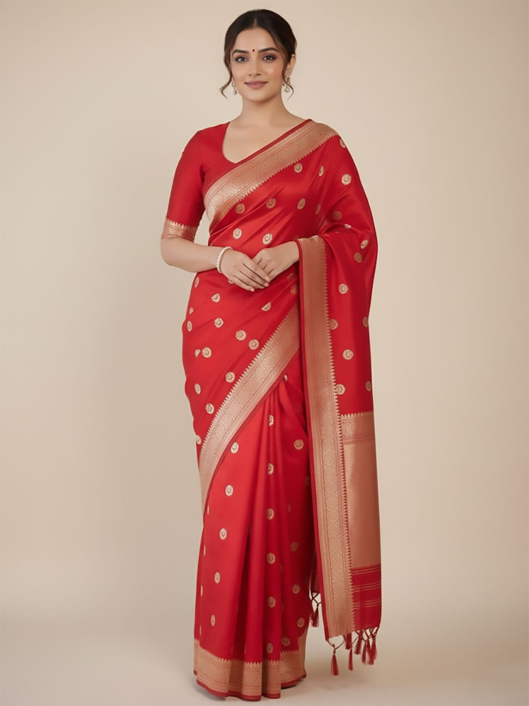 Ethnic Motifs Silk Cotton Handloom Banarasi Saree