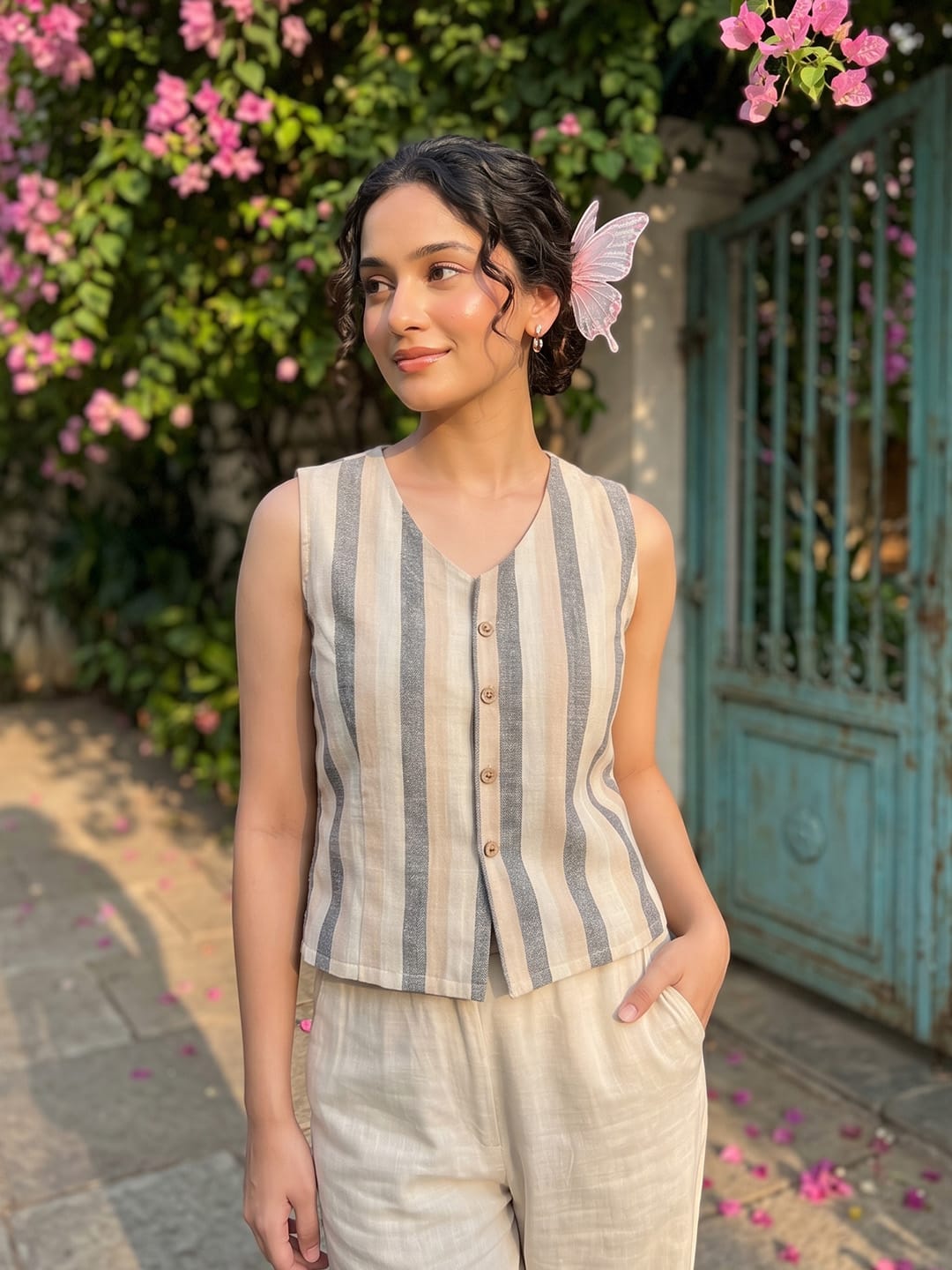 The Kurti Collection The Vintage Pinstripe Vest For Women