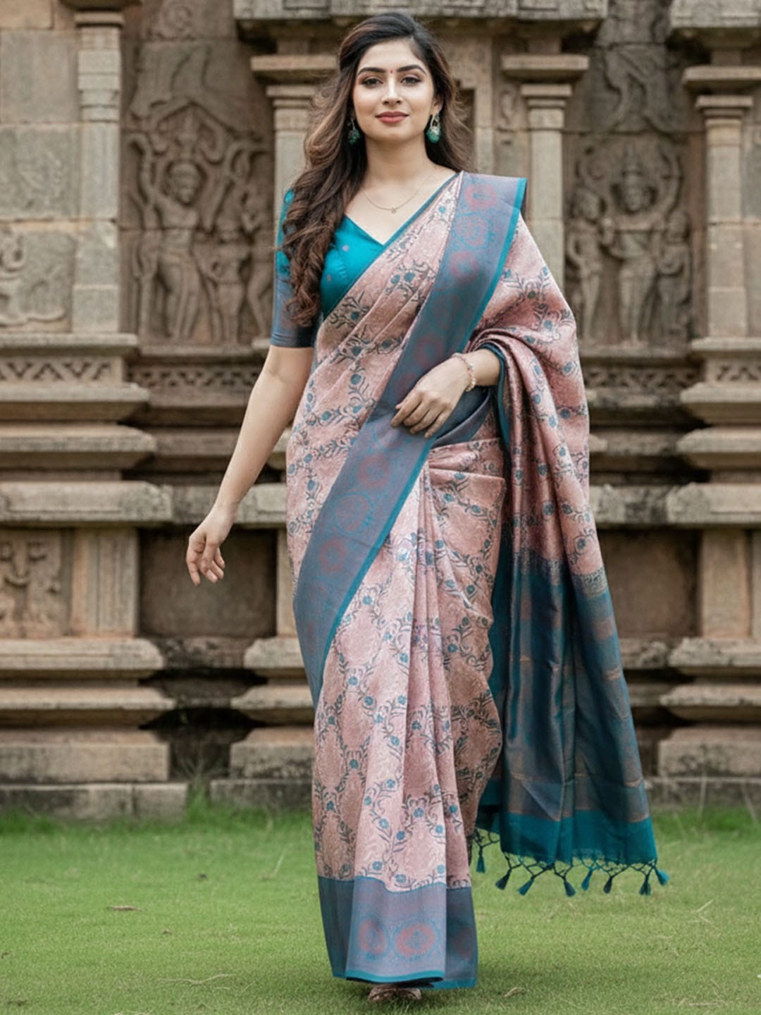 Ethnic Motifs Silk Cotton Handloom Banarasi Saree