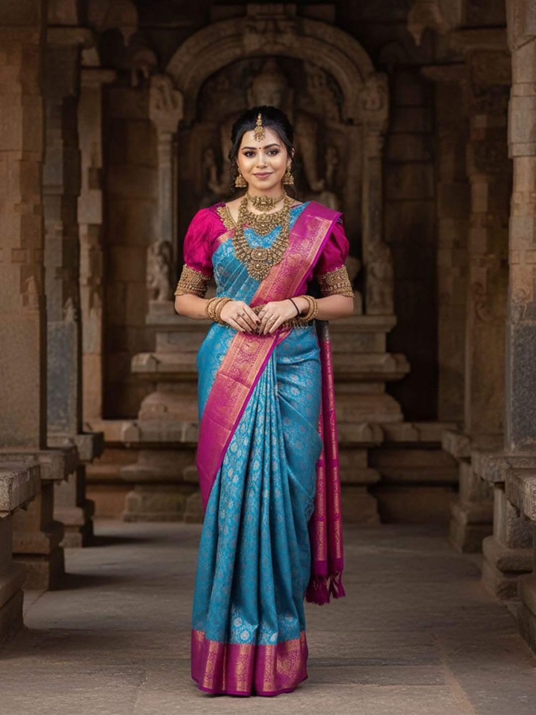 Ethnic Motifs Silk Cotton Handloom Banarasi Saree