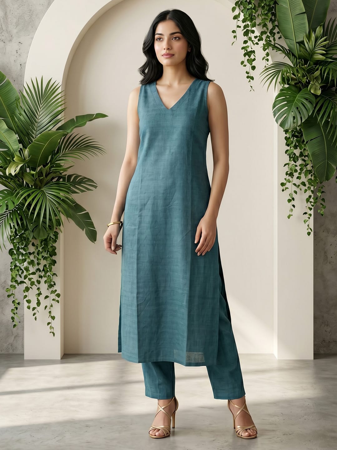 Effortless Teal Radiance Kurta Set