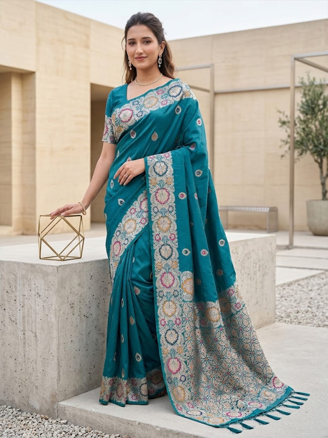 Luxurious silk Saree with rich woven pallu design