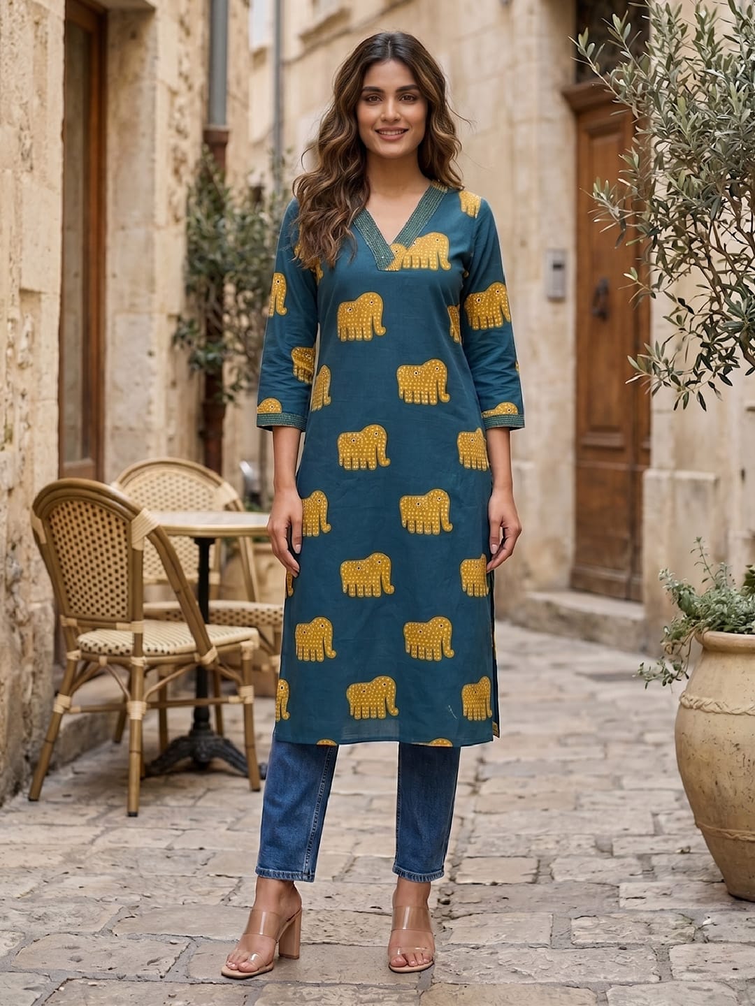 Women Heritage Hathi Printed Kurta