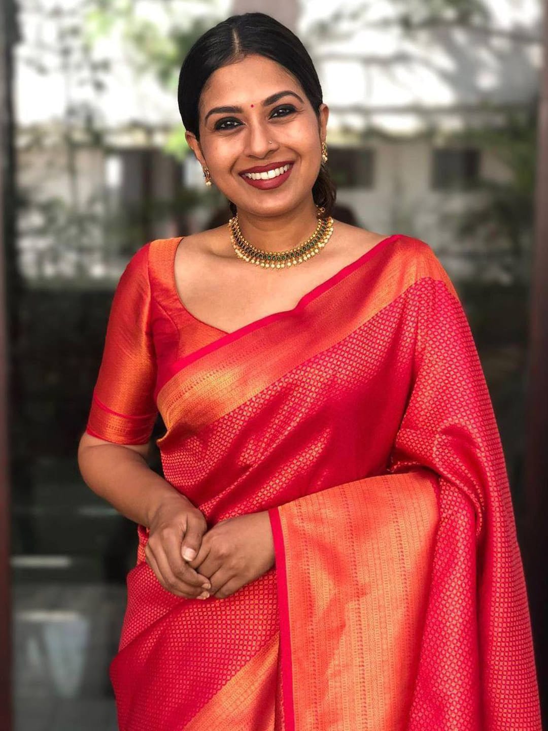 Ethnic Motifs Silk Cotton Handloom Banarasi Saree