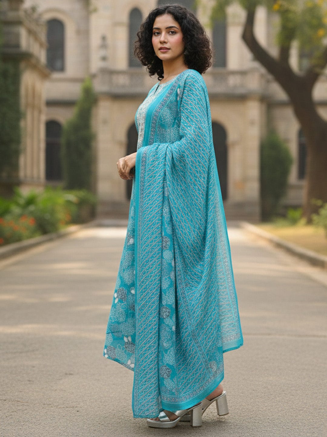 Office Wear Cotton Kurti Pant Set with Dupatta