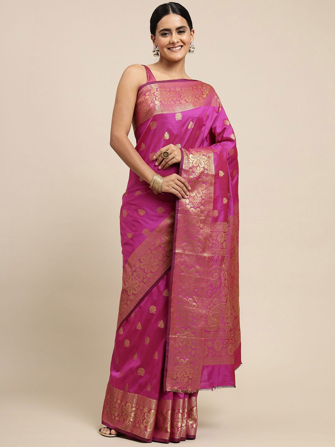 Ethnic Motifs Silk Cotton Handloom Banarasi Saree