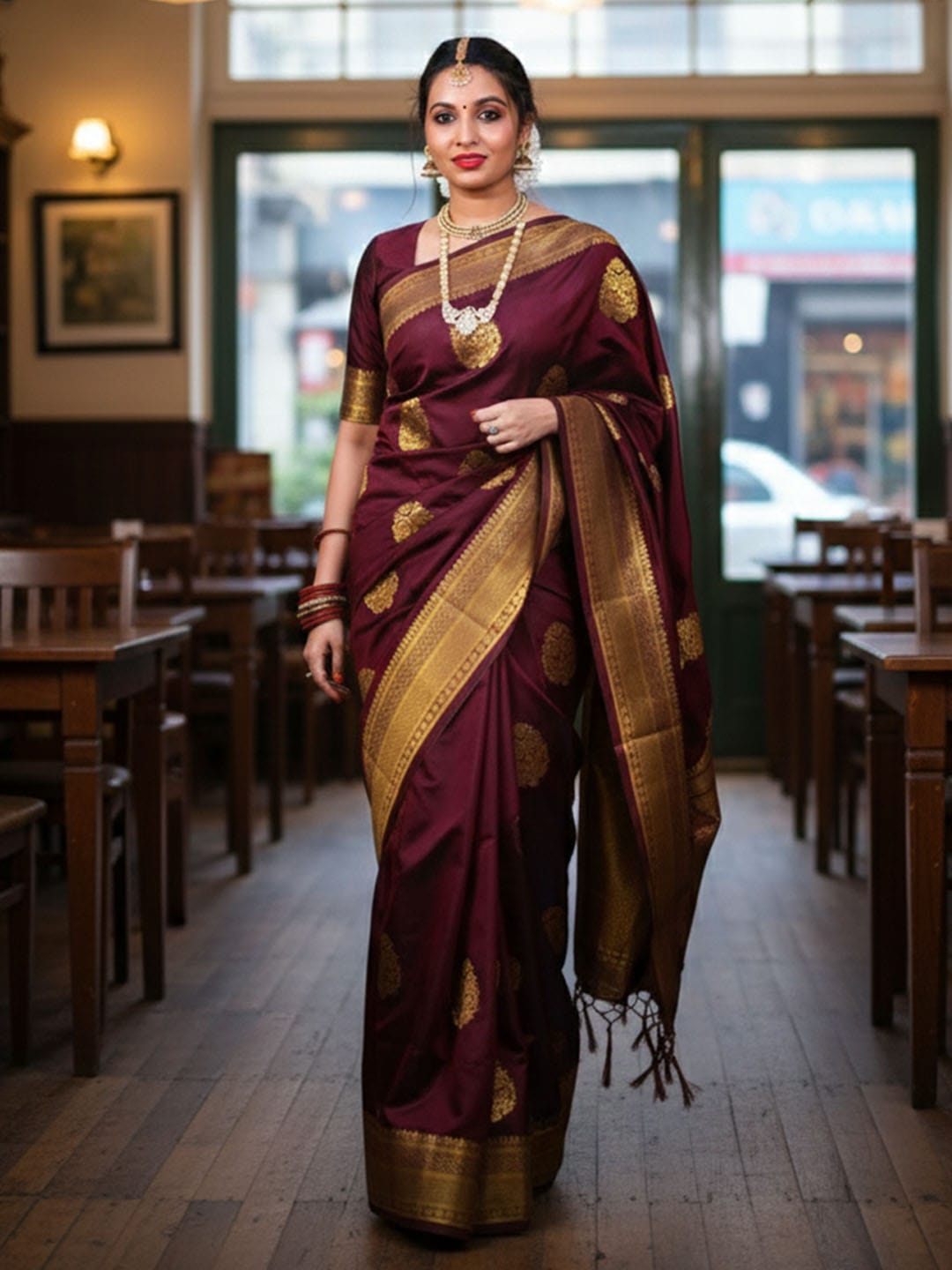 Ethnic Motifs Silk Cotton Handloom Banarasi Saree