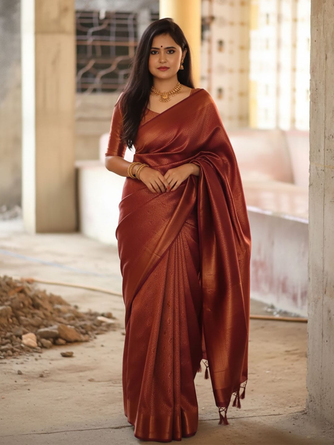 Ethnic Motifs Silk Cotton Handloom Banarasi Saree