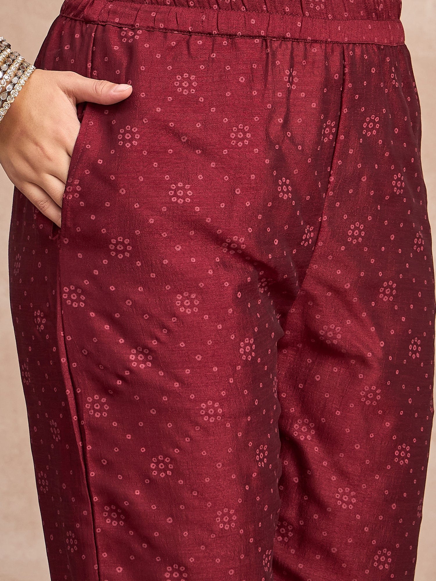 Red Anarkali Kurta Paired With Trousers And Printed Dupatta