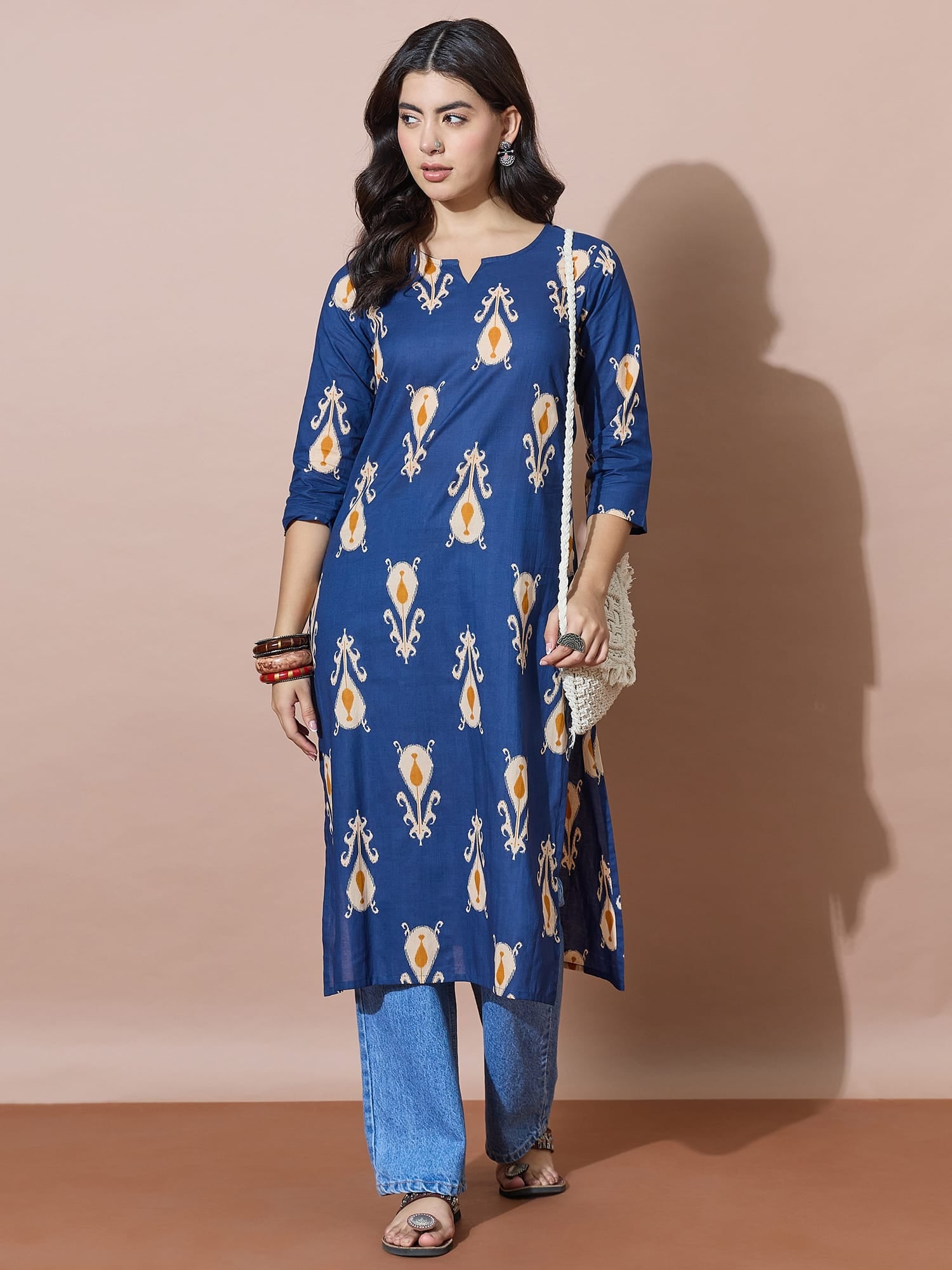 Vibrant Blue Ikat Kurti