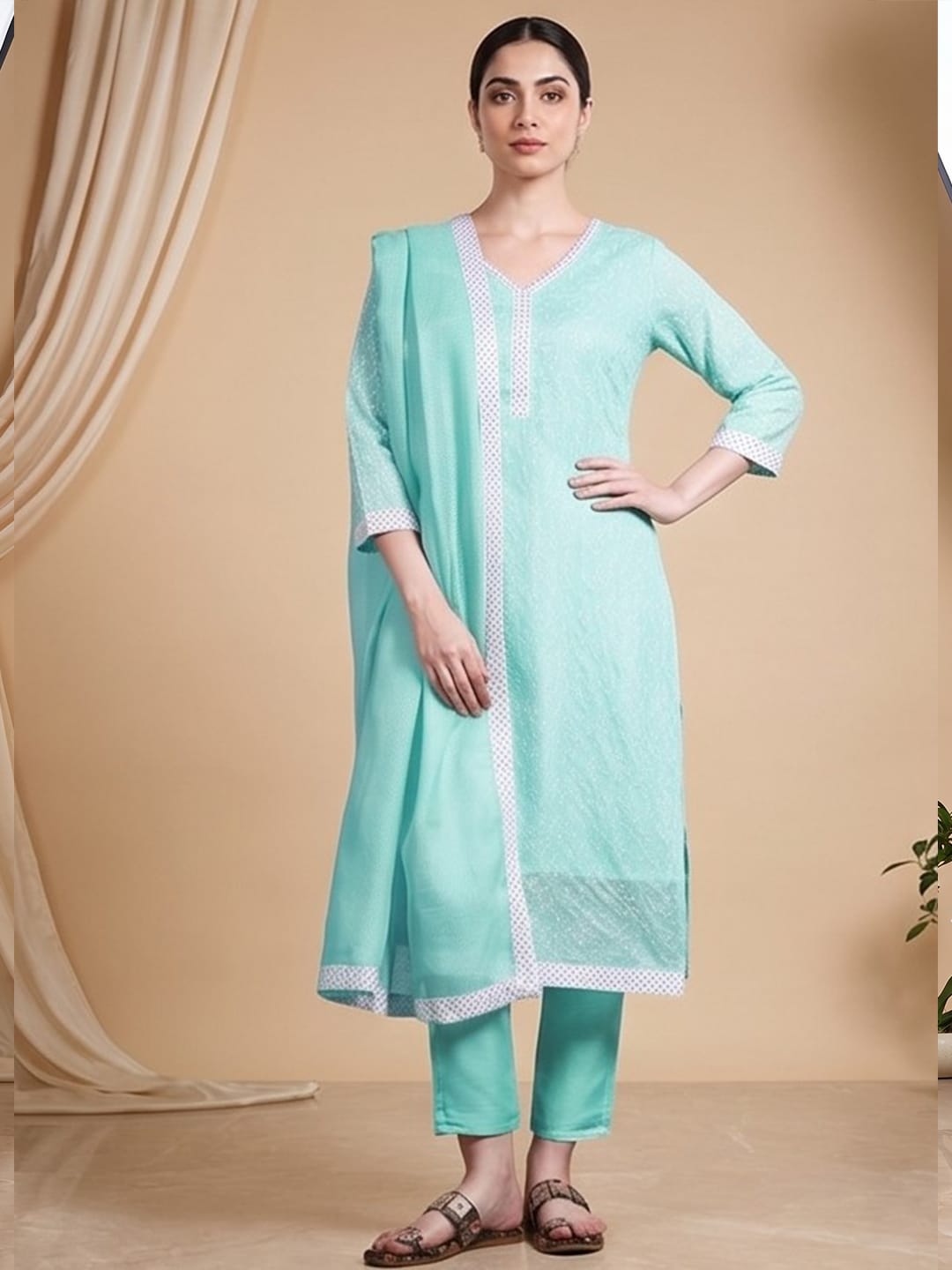 The Kurti Collection Women Ethnic Green Kurta Set With Dupatta