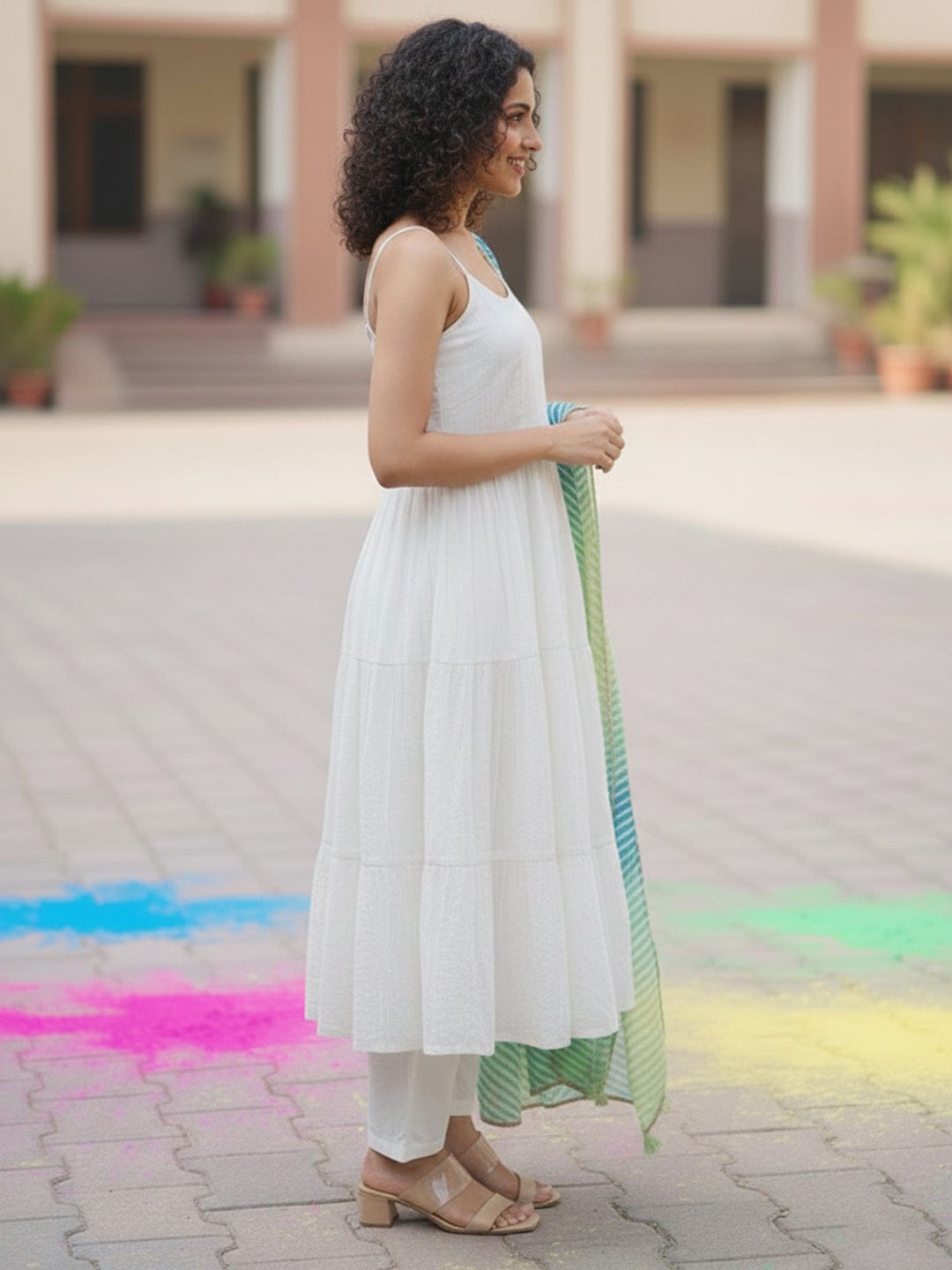 Trendy Lurex kurta Set in Off-White