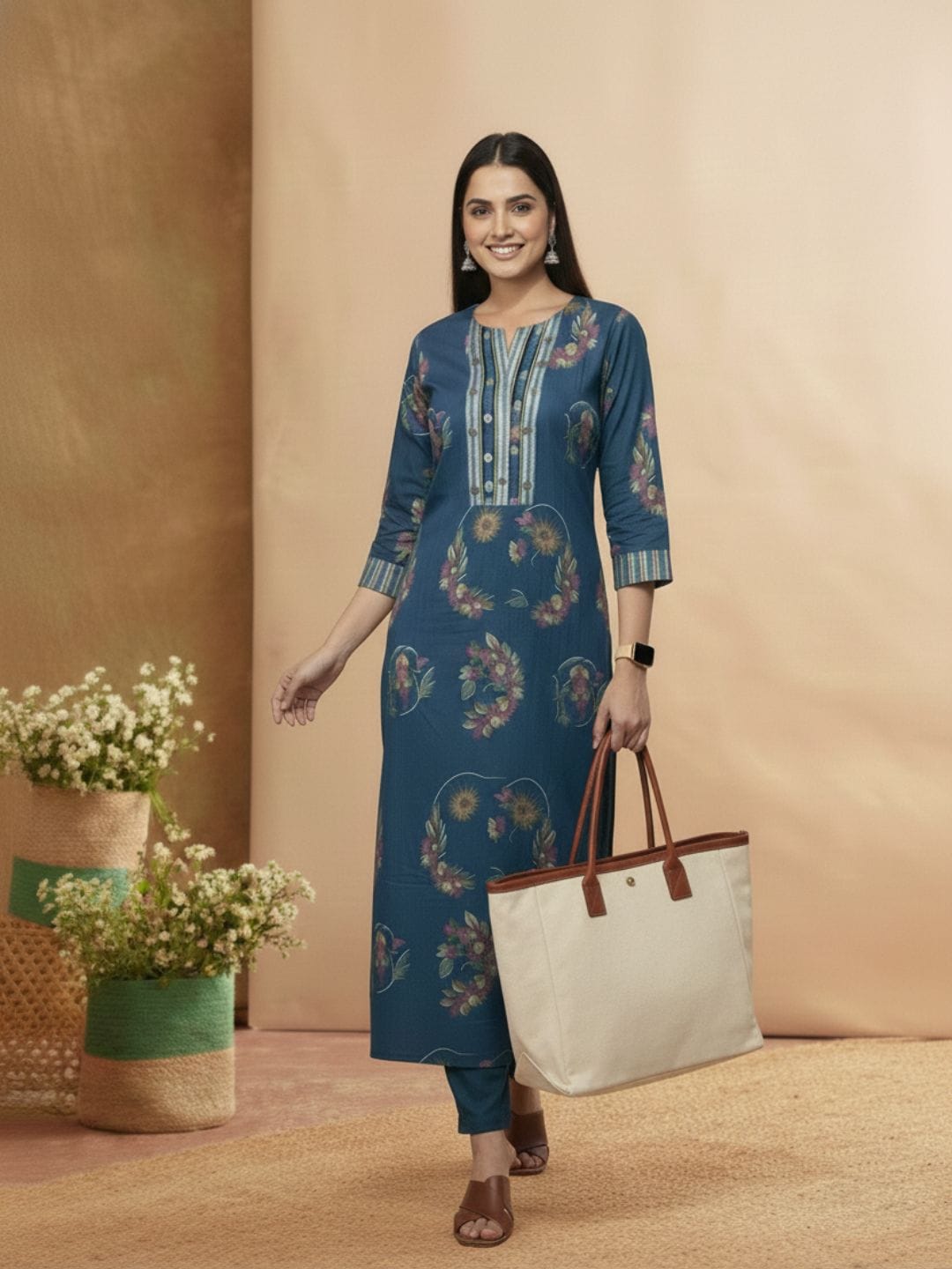 Floral 3-Piece Suit Set in Cotton