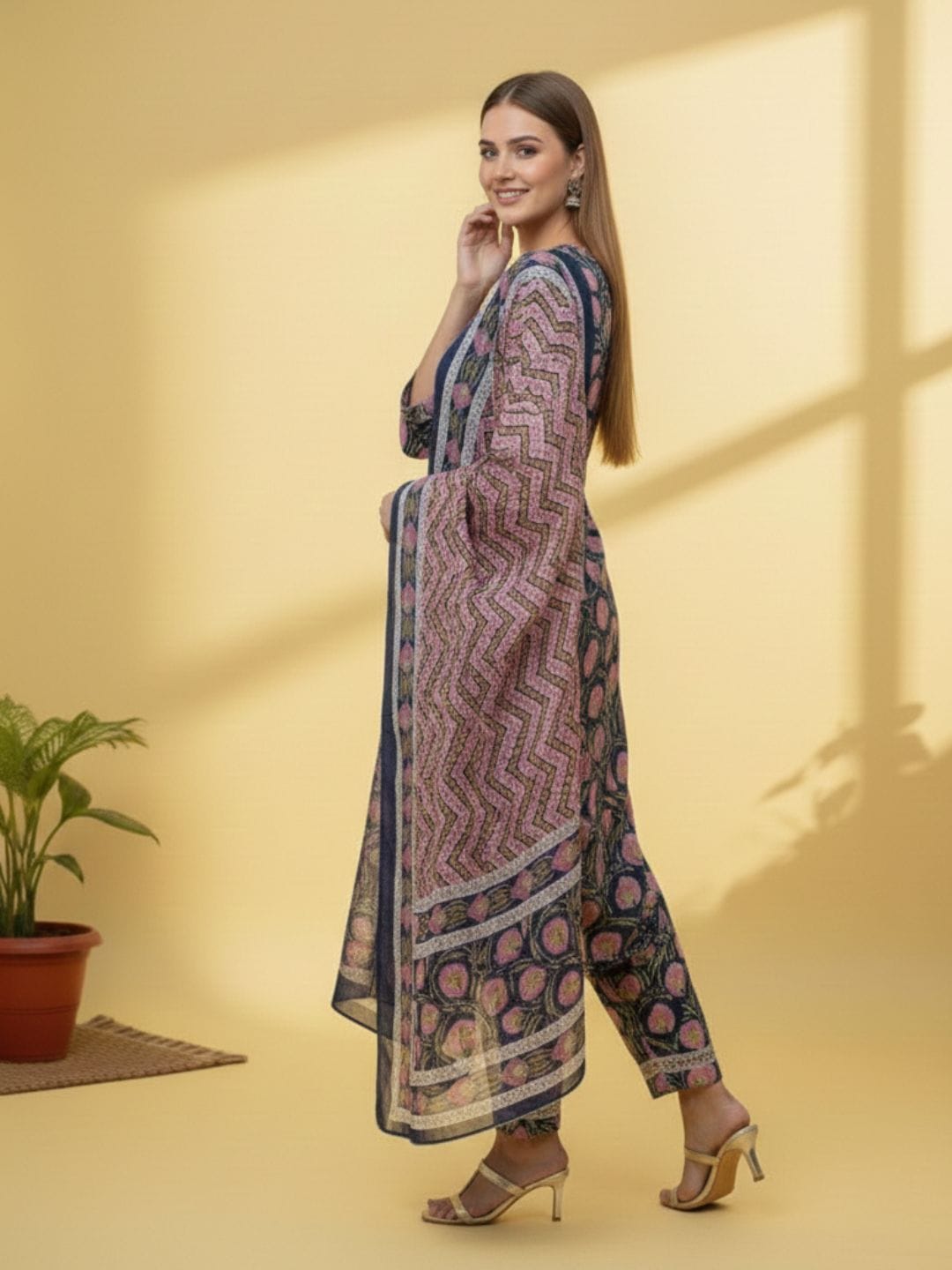 Trendy & Catchy Summer Kurta Set With Printed Dupatta