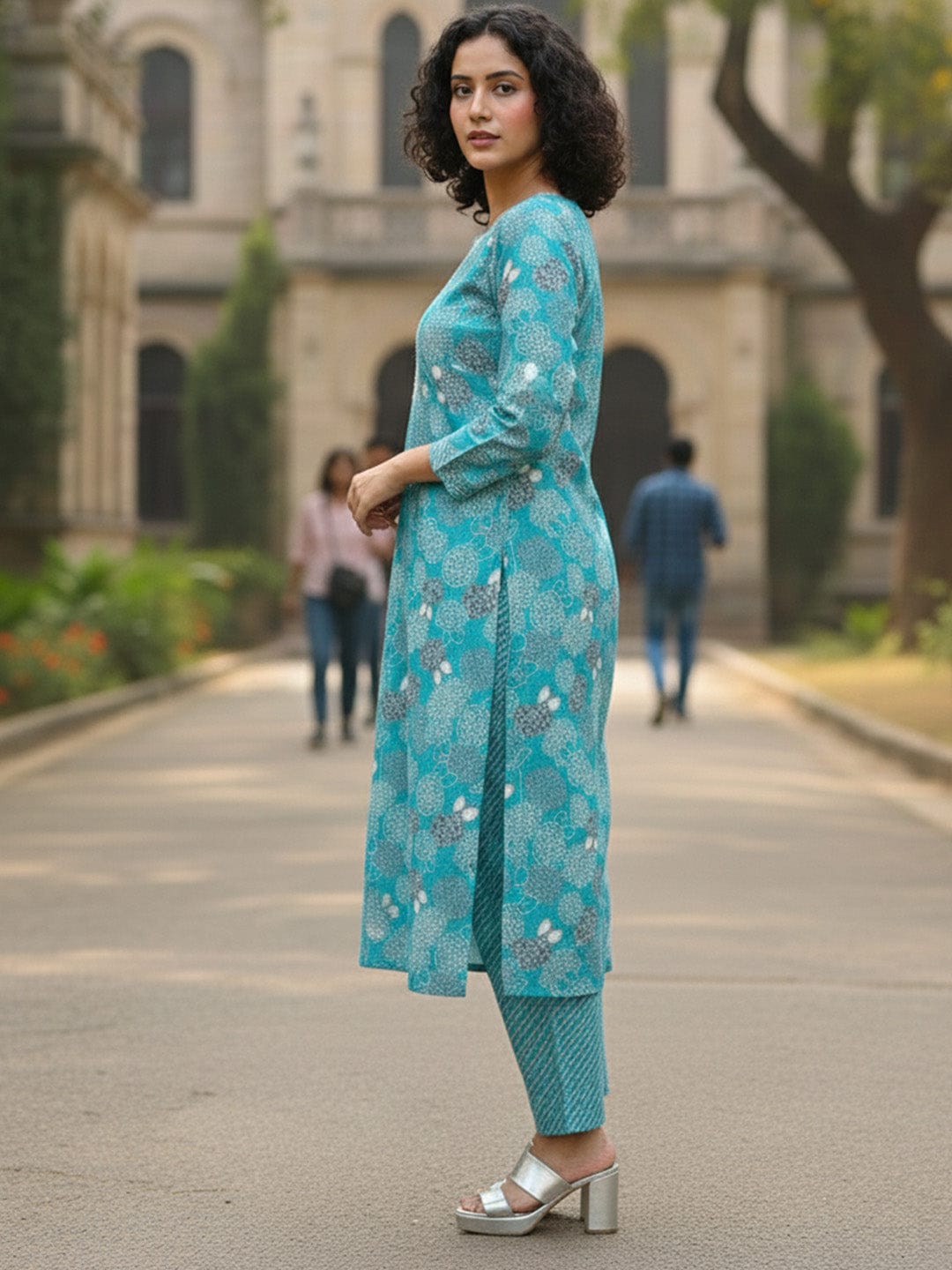 Office Wear Cotton Kurti Pant Set with Dupatta