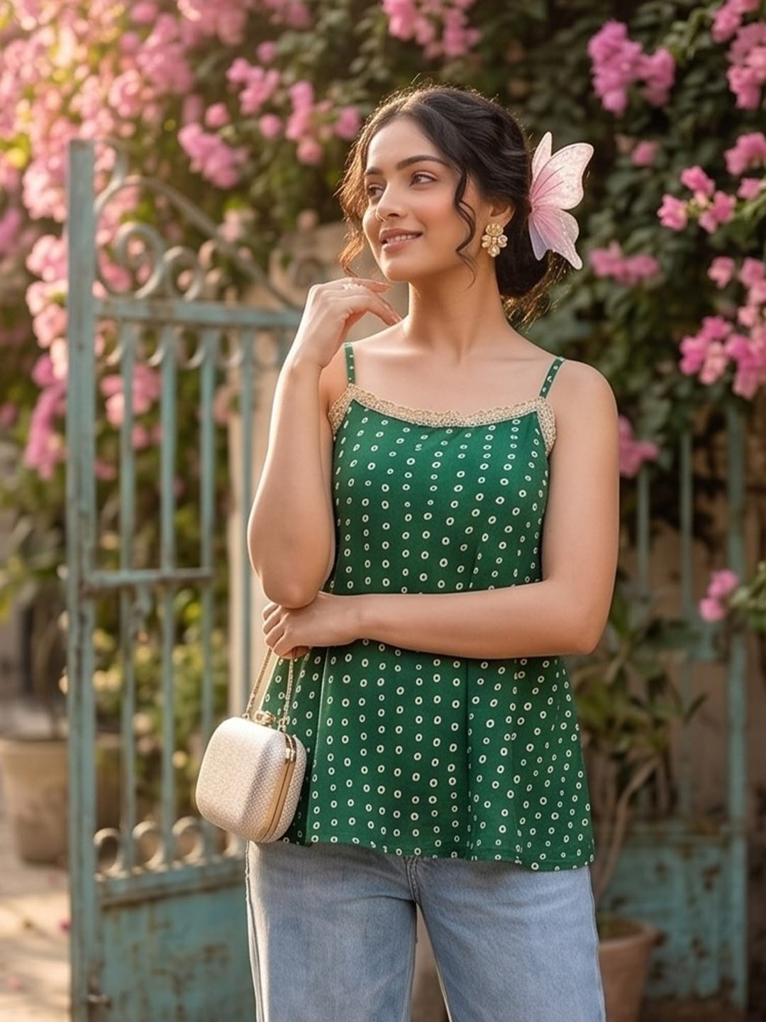 The Kurti Collection Strappy Top with Flared Hem
