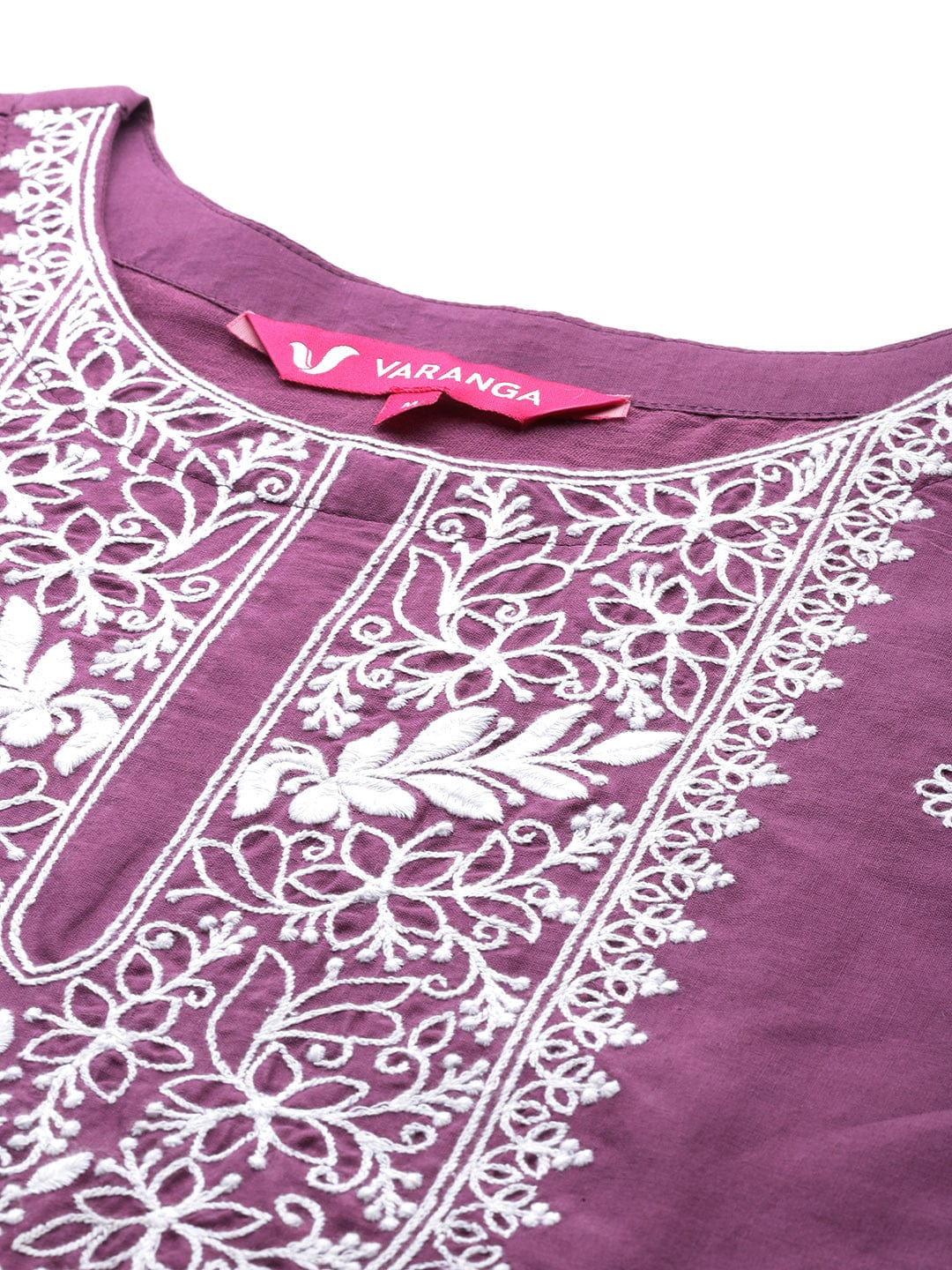 The Kurti Collection Women Purple Thread Embroidered Kurta With Tonal Bottom And Dupatta